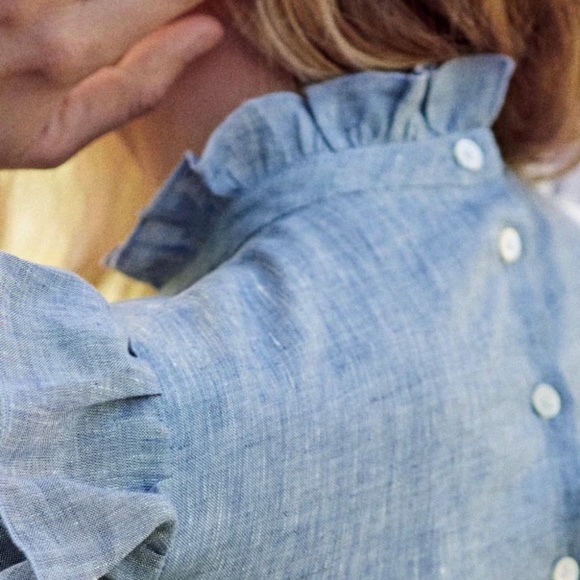 Sezane Juliette linen chambray blouse 34 2 - Picture 5 of 16